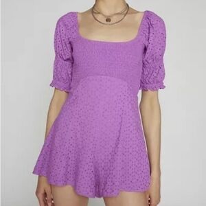 UO Kimchi Blue Ivy Eyelet Lace Romper NWT